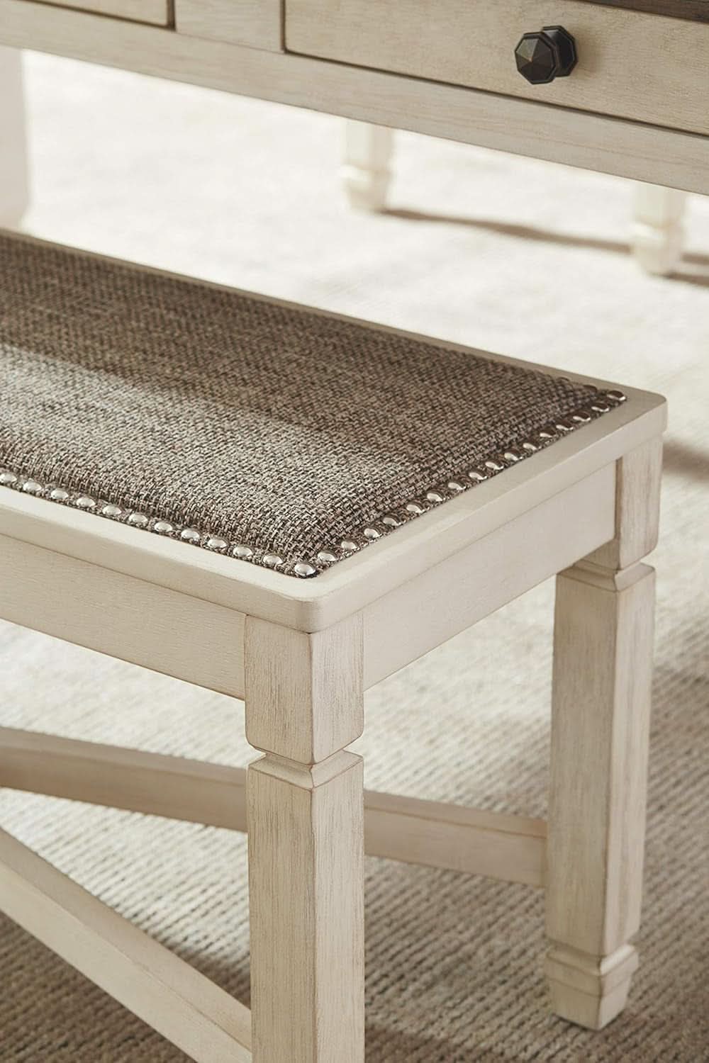 Bolanburg Upholstered Dining Bench Antique White Finish-4
