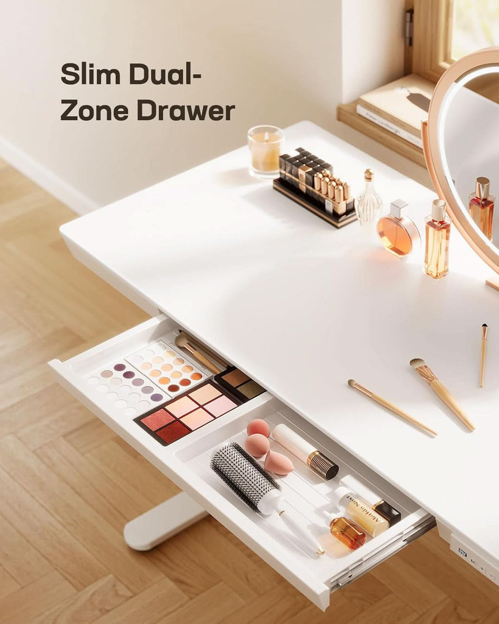 Height Adjustable Standing Desk 48x24 Inch With USB Ports And Drawer White-4