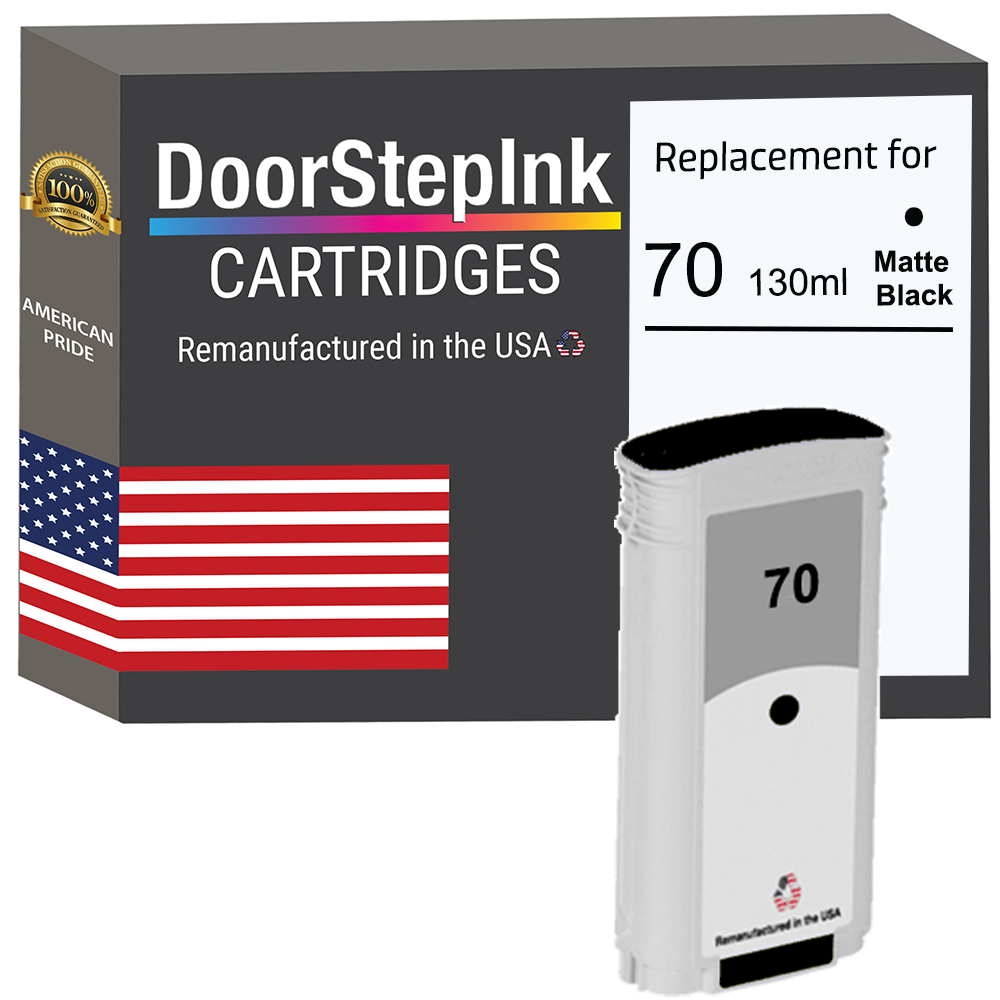 DoorStepInk Brand for HP 70 130-ml (C9448A) Matte Black Remanufactured in the USA Ink Cartridge, C9448A-0