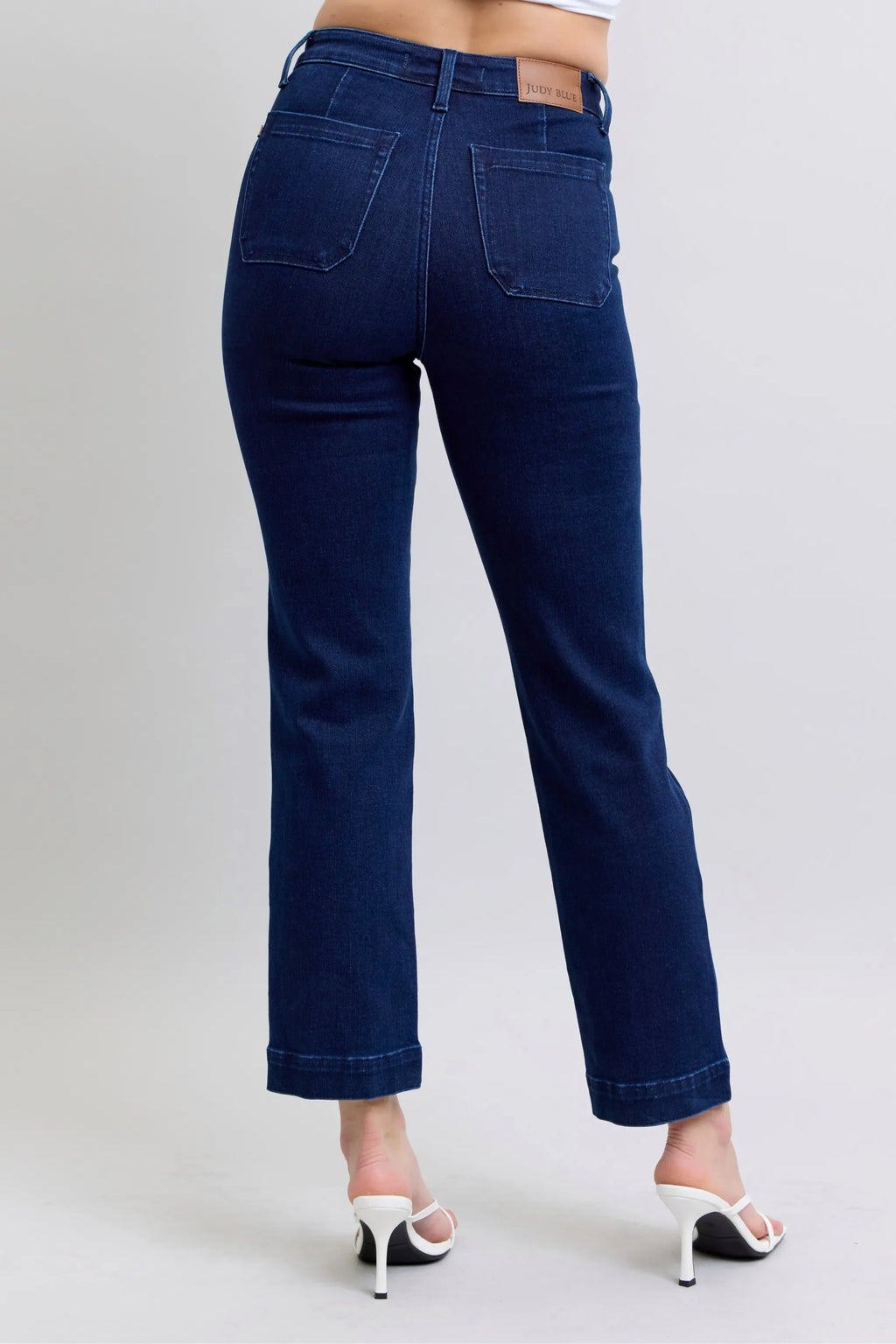 Judy Blue Vintage Horizon High Rise Work Wear Utility Dark Wash Straight Leg Jeans 88918