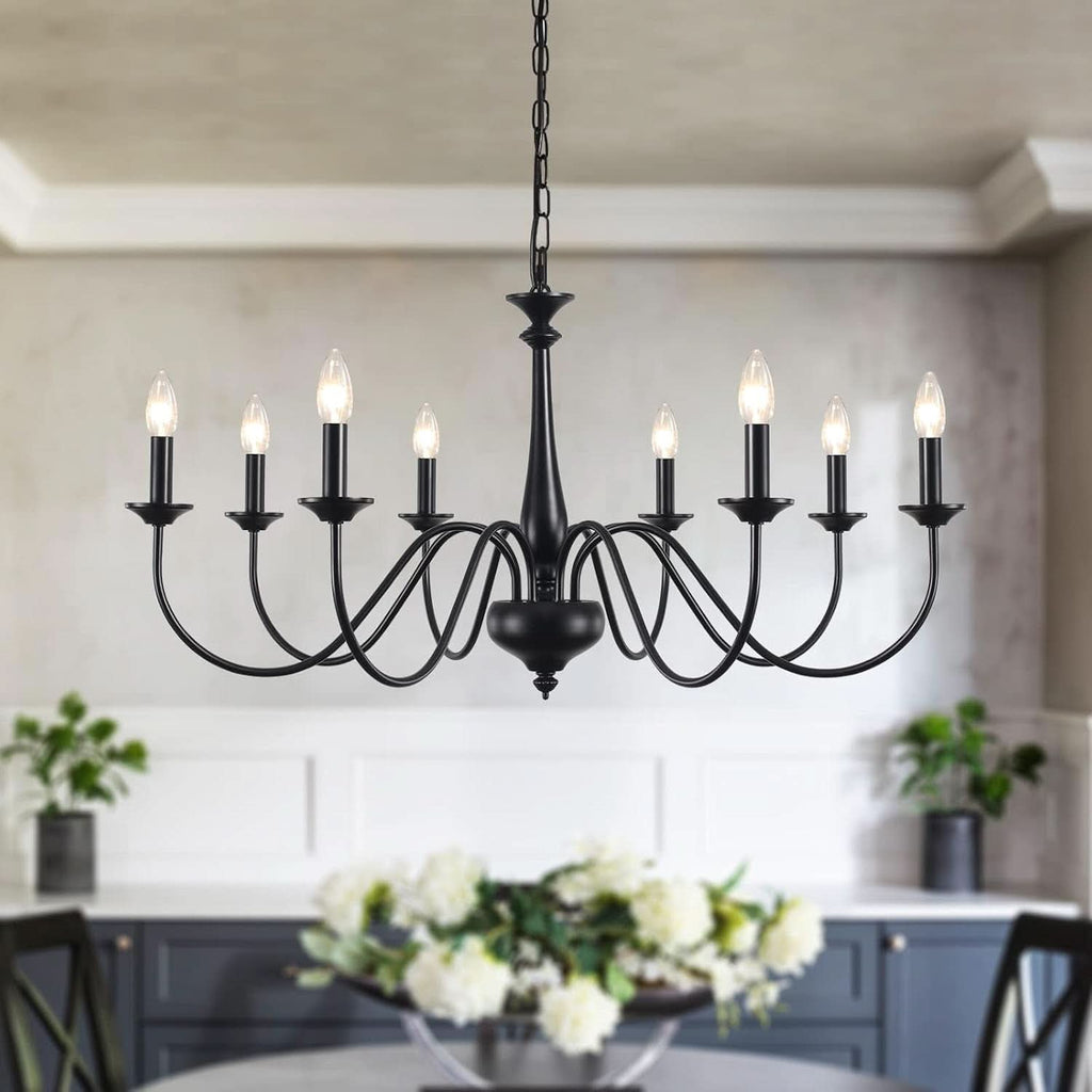 Eight Light Black Farmhouse Chandelier for Dining Room-0