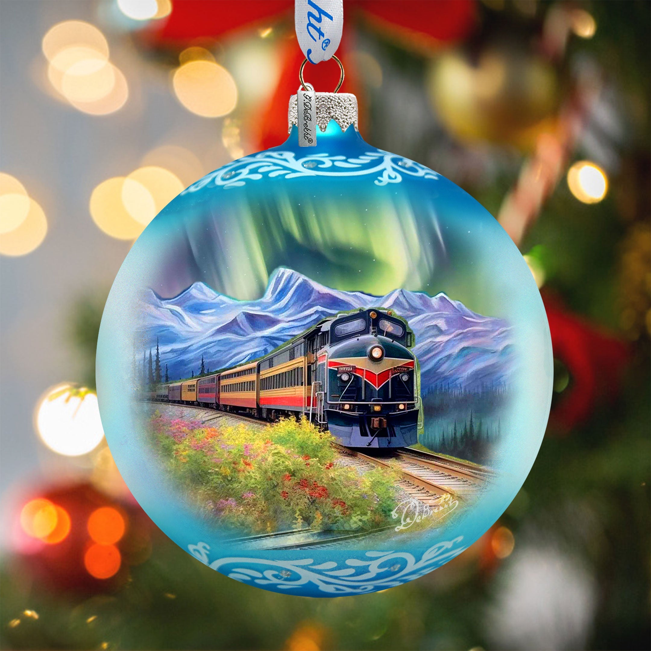 Northern Lights Railroad Glass Ornament – Handcrafted Mercury Glass Holiday Decor by G. DeBrekht – Wildlife Holiday Decor - 73389-1