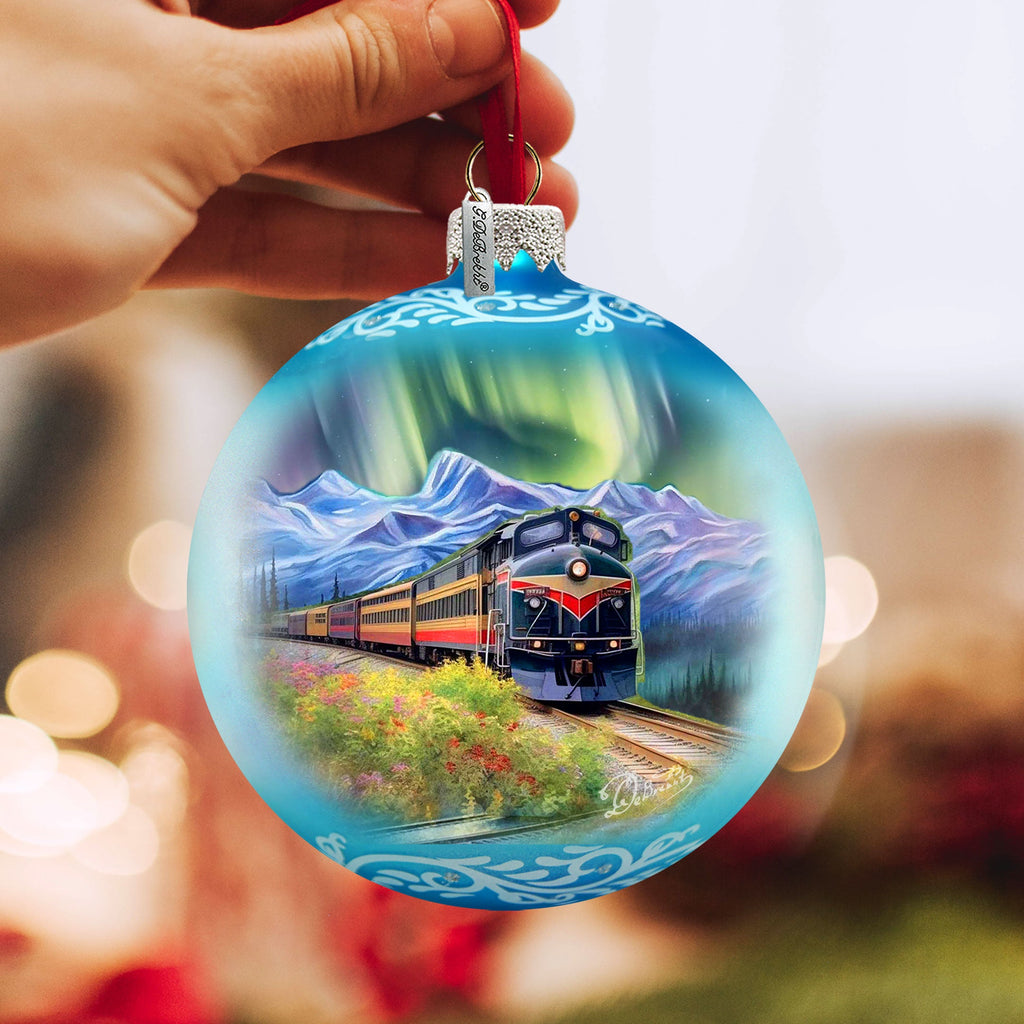Northern Lights Railroad Glass Ornament – Handcrafted Mercury Glass Holiday Decor by G. DeBrekht – Wildlife Holiday Decor - 73389-3