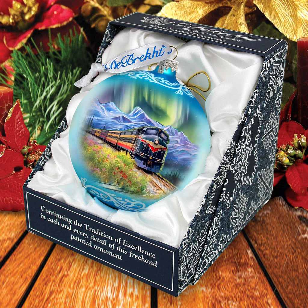 Northern Lights Railroad Glass Ornament – Handcrafted Mercury Glass Holiday Decor by G. DeBrekht – Wildlife Holiday Decor - 73389-4
