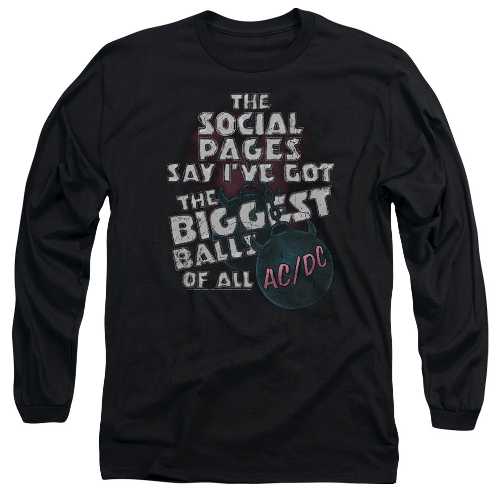 AC/DC Big Balls Mens Long Sleeve Shirt Black Officially Licensed