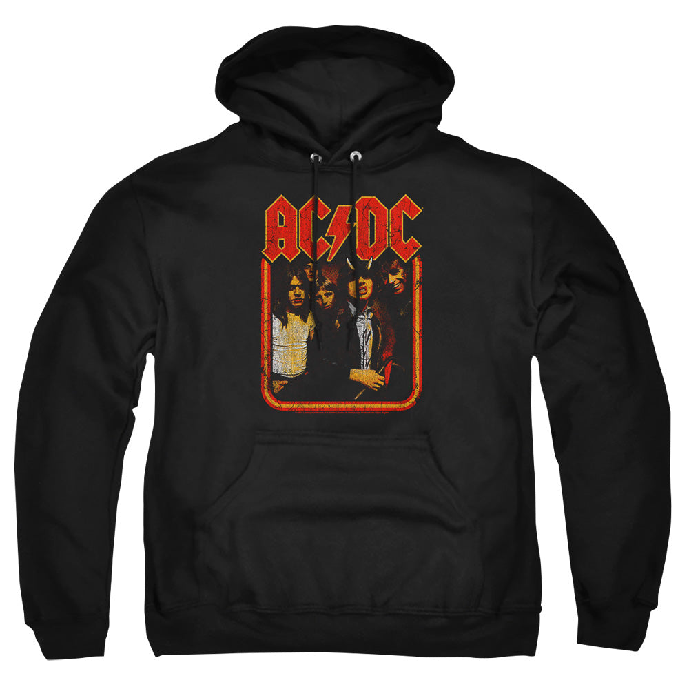 AC/DC Group Distressed Mens Hoodie Black Officially Licensed