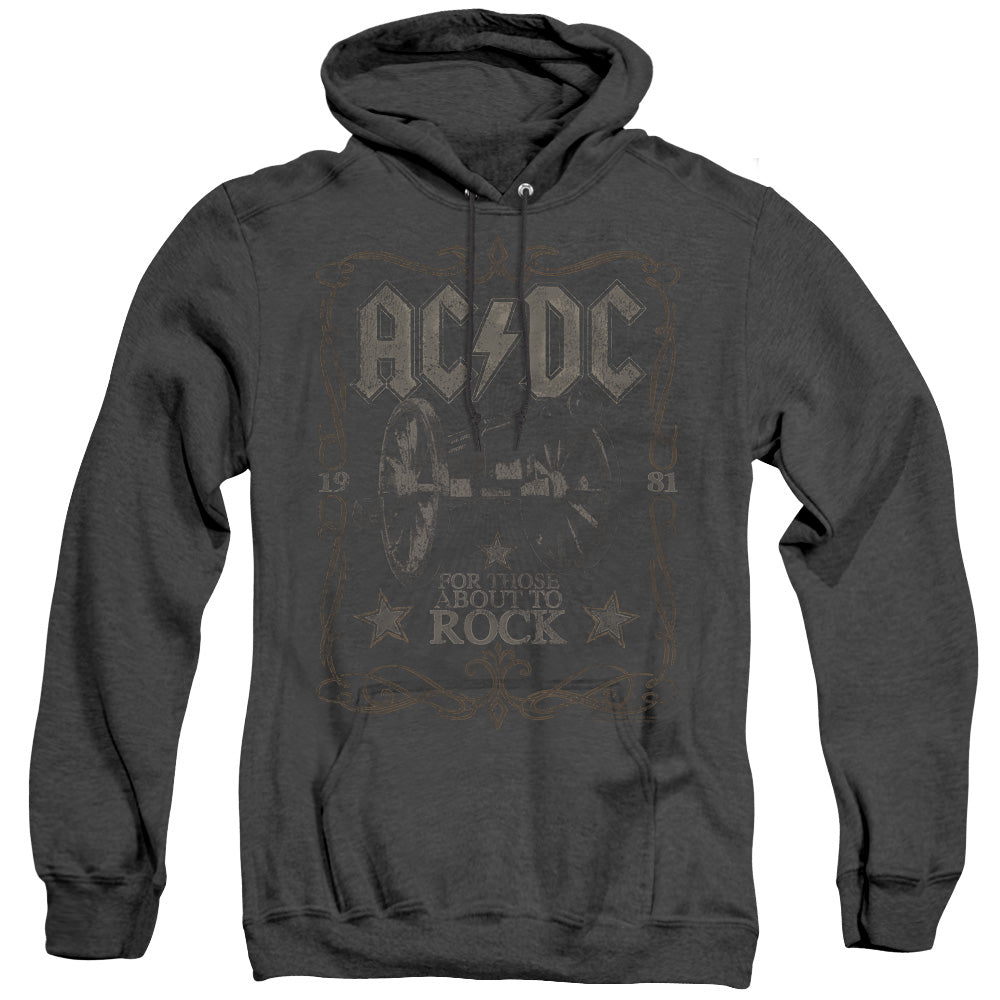 AC/DC Rock Label Mens Heather Hoodie Black Officially Licensed