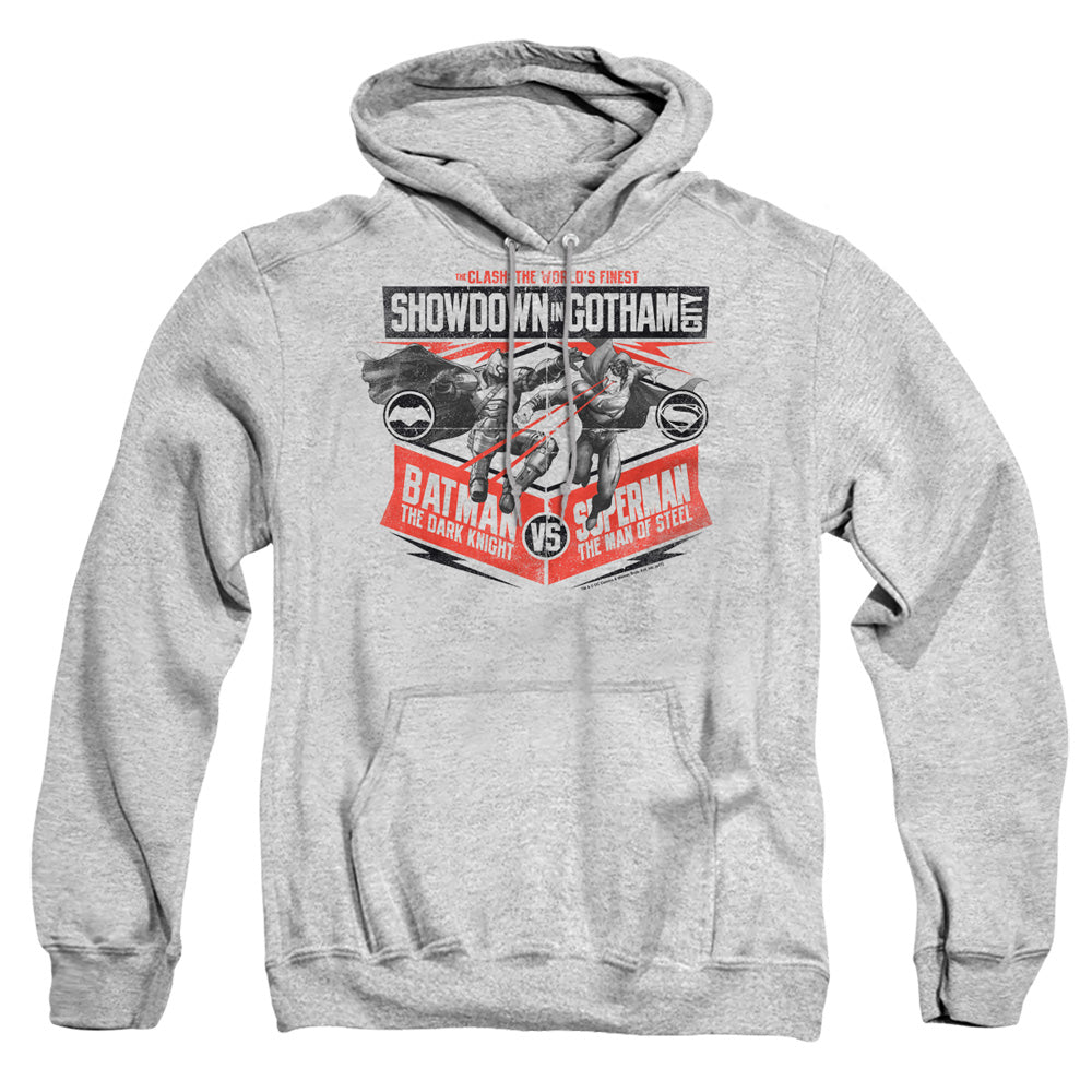 Batman V Superman Showdown In Gotham Mens Hoodie Athletic Heather Officially Licensed
