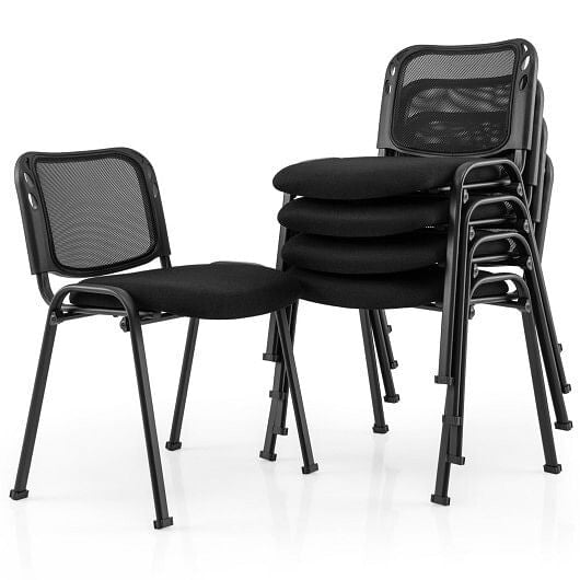 Set of 5 Stackable Conference Chairs with Mesh Back-0