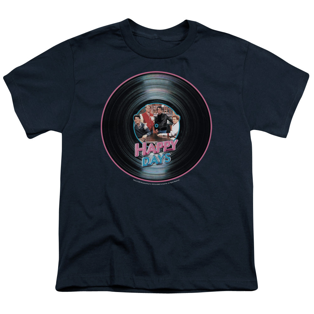 Happy Days on the Record Kids Youth T Shirt Navy Officially Licensed