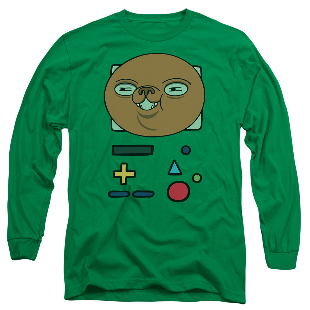 Adventure Time Bmo Mask Mens Long Sleeve Shirt Kelly Green Officially Licensed