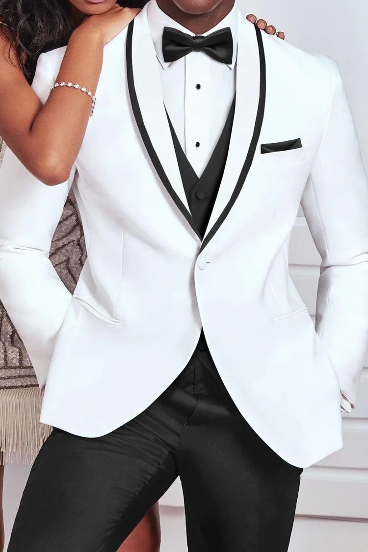 "Xavier" White Tuxedo Jacket-5