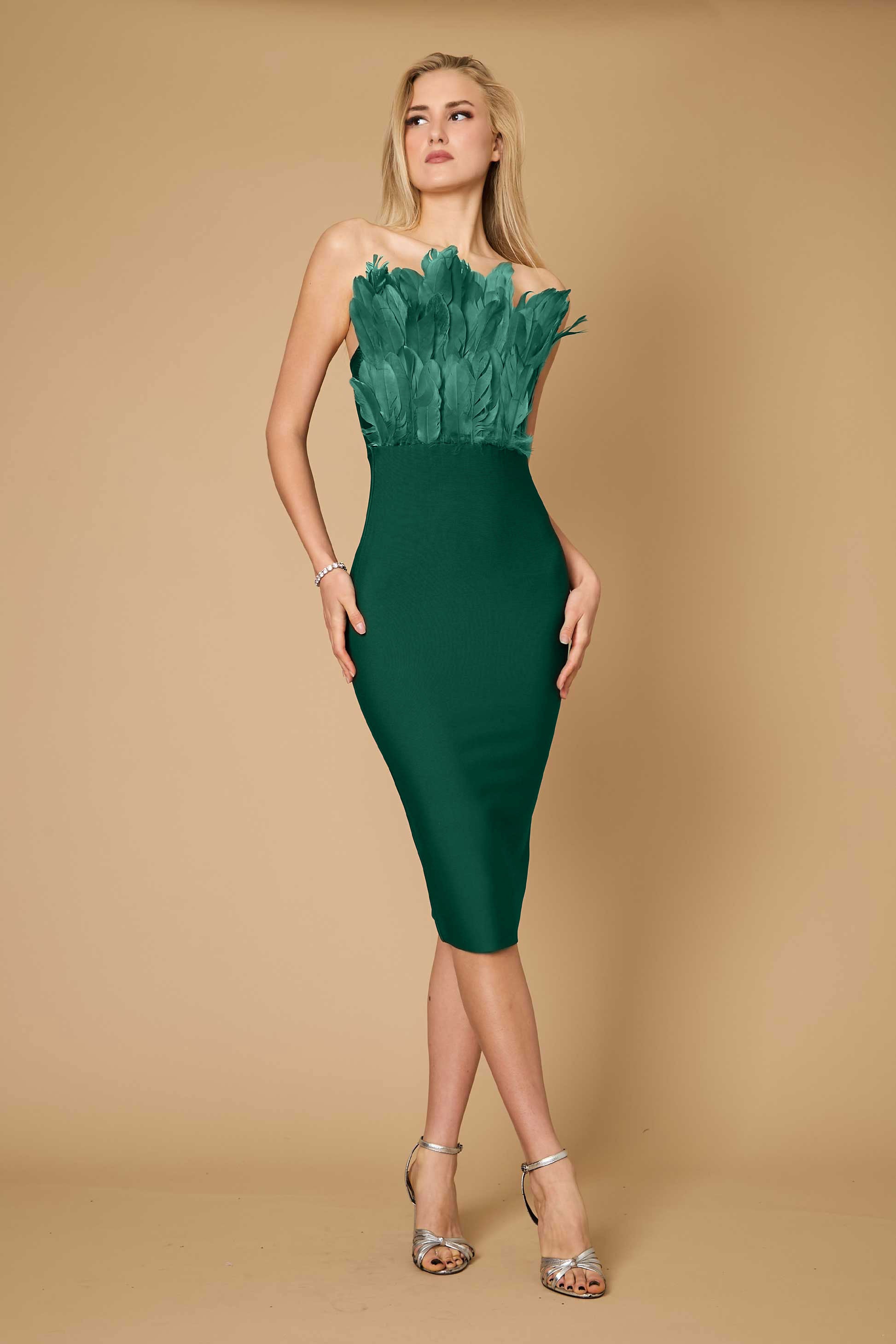 Bodycon Bandage Short Feather Formal-3