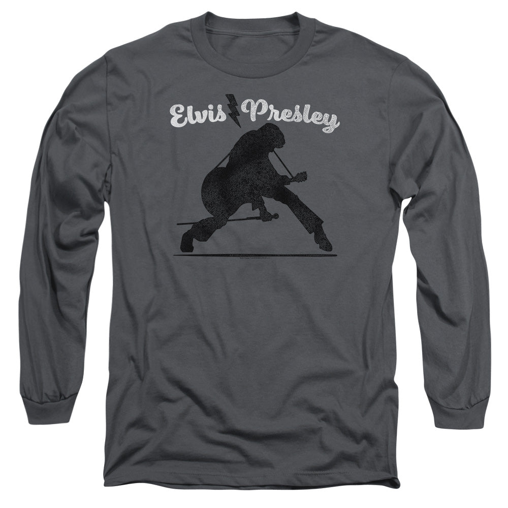 Elvis Presley Overprint Mens Long Sleeve Shirt Charcoal Officially Licensed Officially Licensed