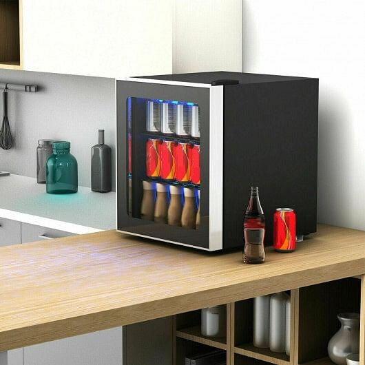 60 Can Beverage Mini  Refrigerator with Glass Door-0