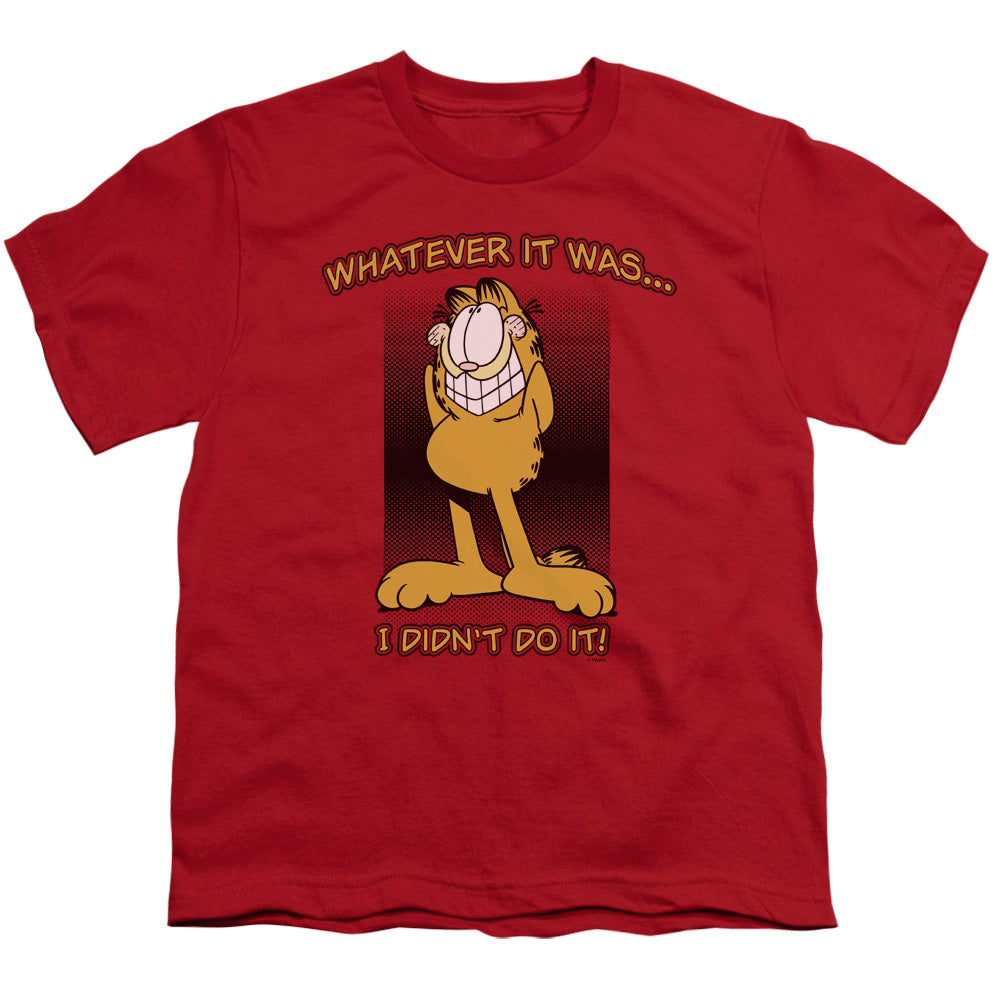 Garfield I Didnt Do It Kids Youth T Shirt Red