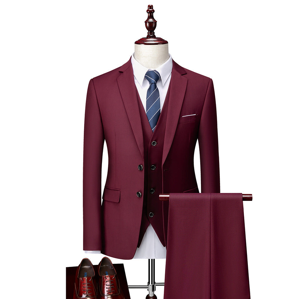 3 Piece Suit Jacket Pants & Vest Business Formal Men's-11