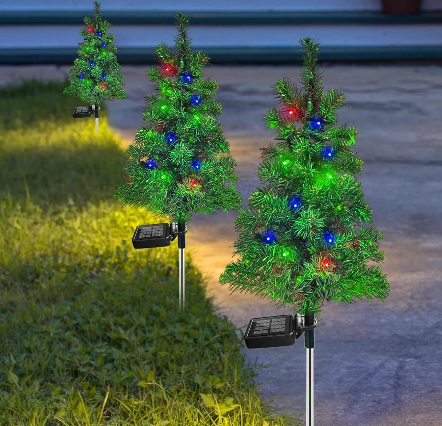 4pcs Sets Of Solar Christmas Tree Lights, Holiday Decorations, Outdoor Courtyards, Gardens, Lawns, Path Lights-0