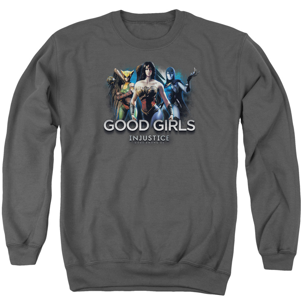 Injustice Gods Among Us Good Girls Mens Crewneck Sweatshirt Charcoal