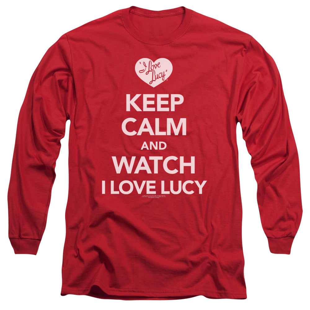 I Love Lucy Keep Calm And Watch Mens Long Sleeve Shirt Red Officially Licensed Officially Licensed