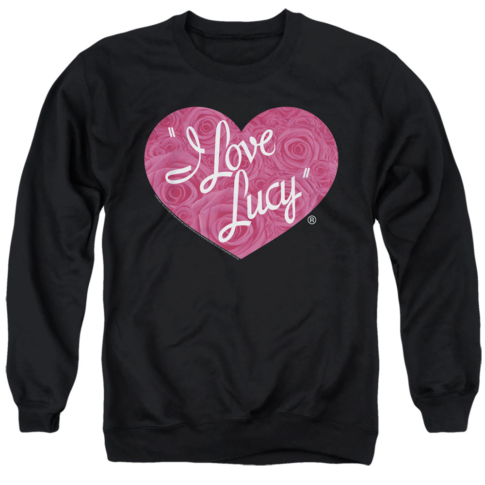 I Love Lucy Floral Logo Mens Crewneck Sweatshirt Black Officially Licensed