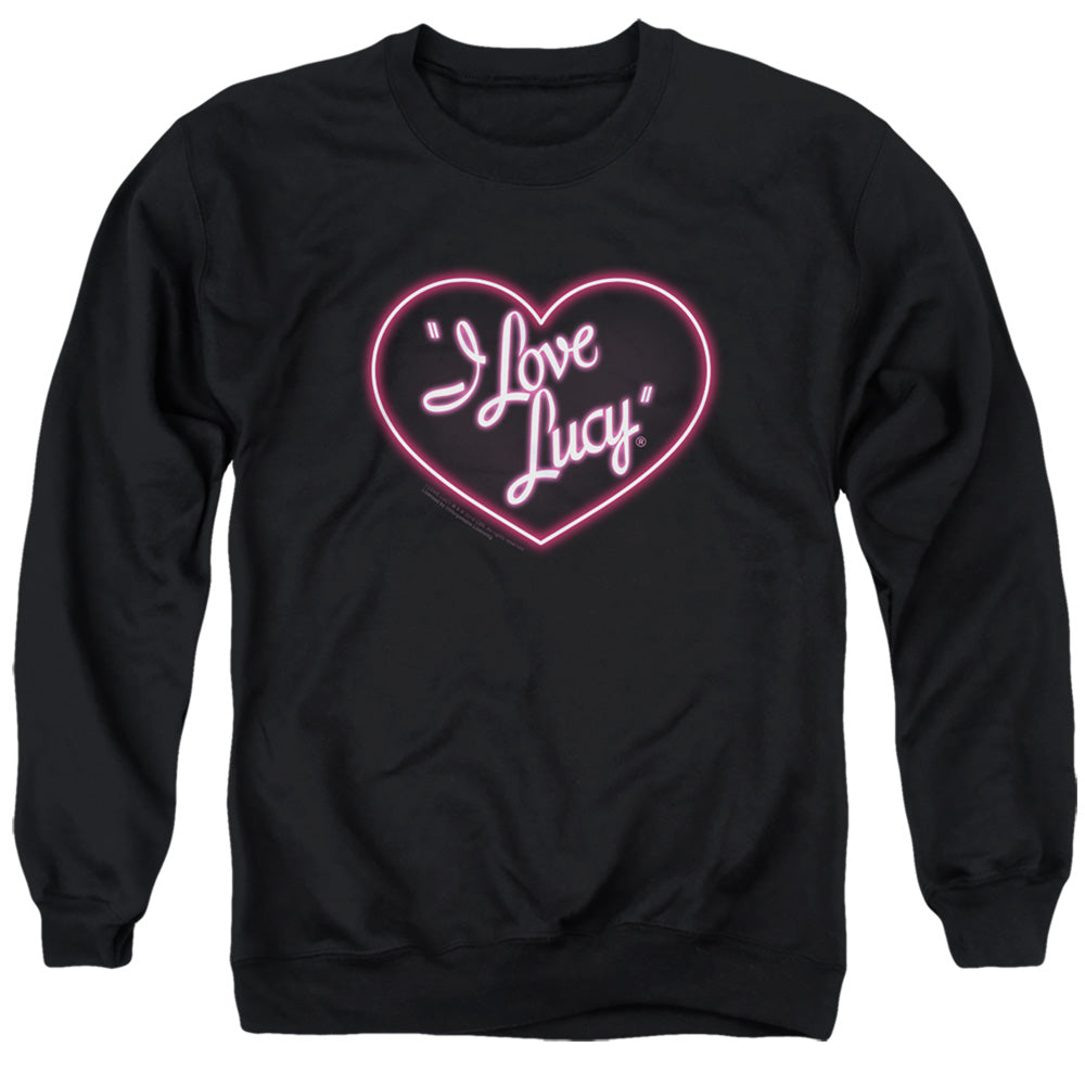 I Love Lucy Neon Logo Mens Crewneck Sweatshirt Black Officially Licensed