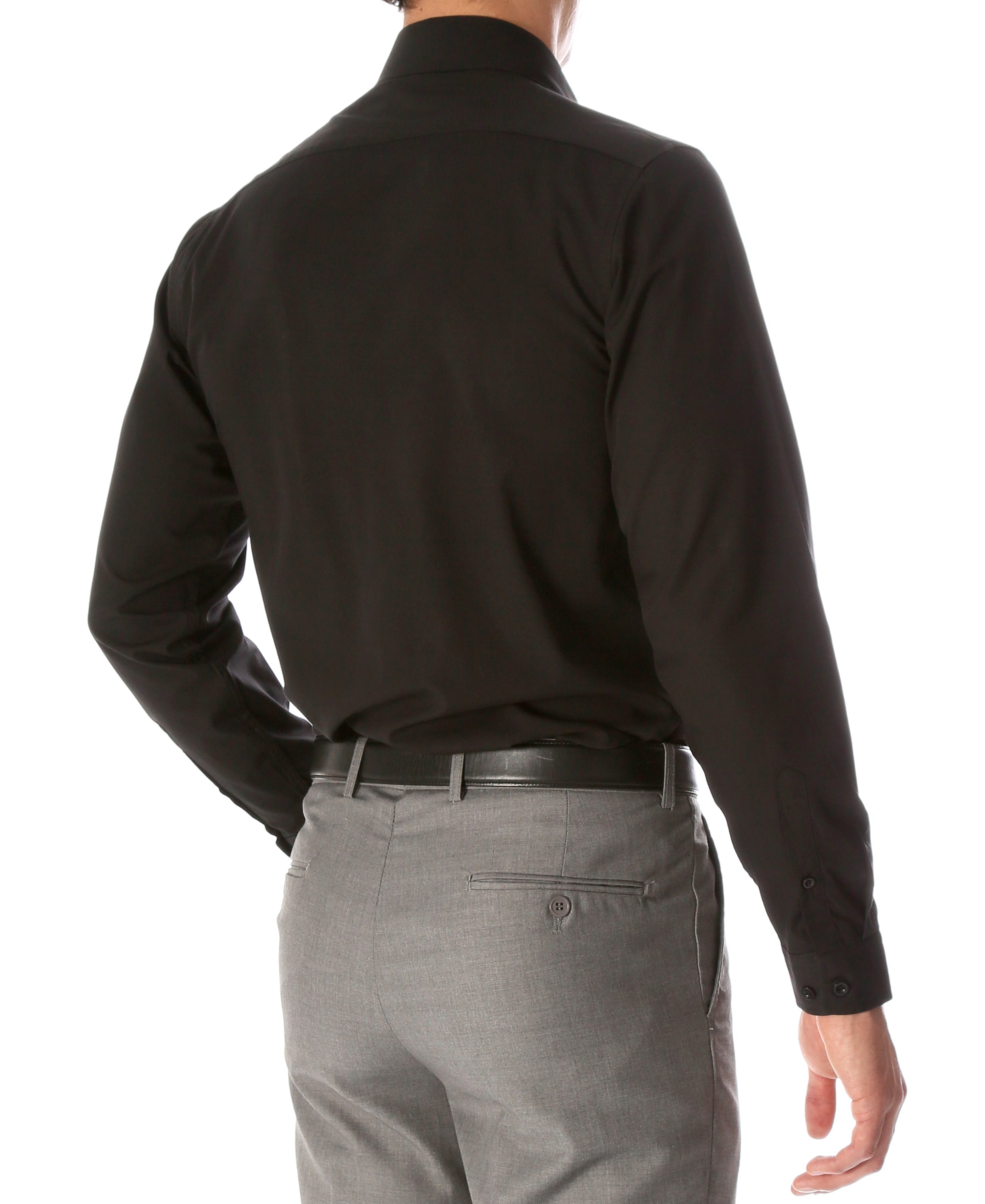 Leo Mens Black Slim Fit Cotton Dress Shirt-1