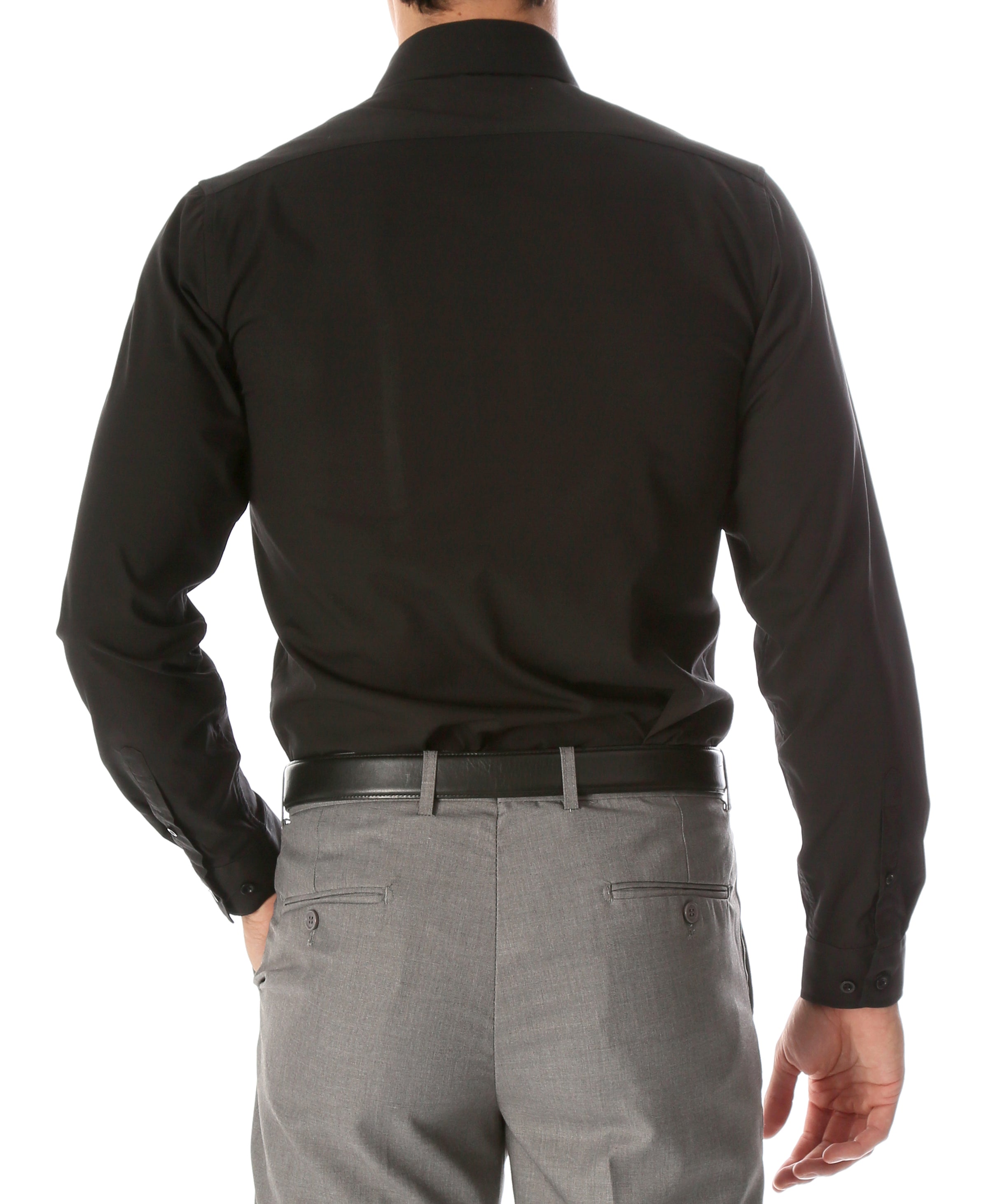 Leo Mens Black Slim Fit Cotton Dress Shirt-2