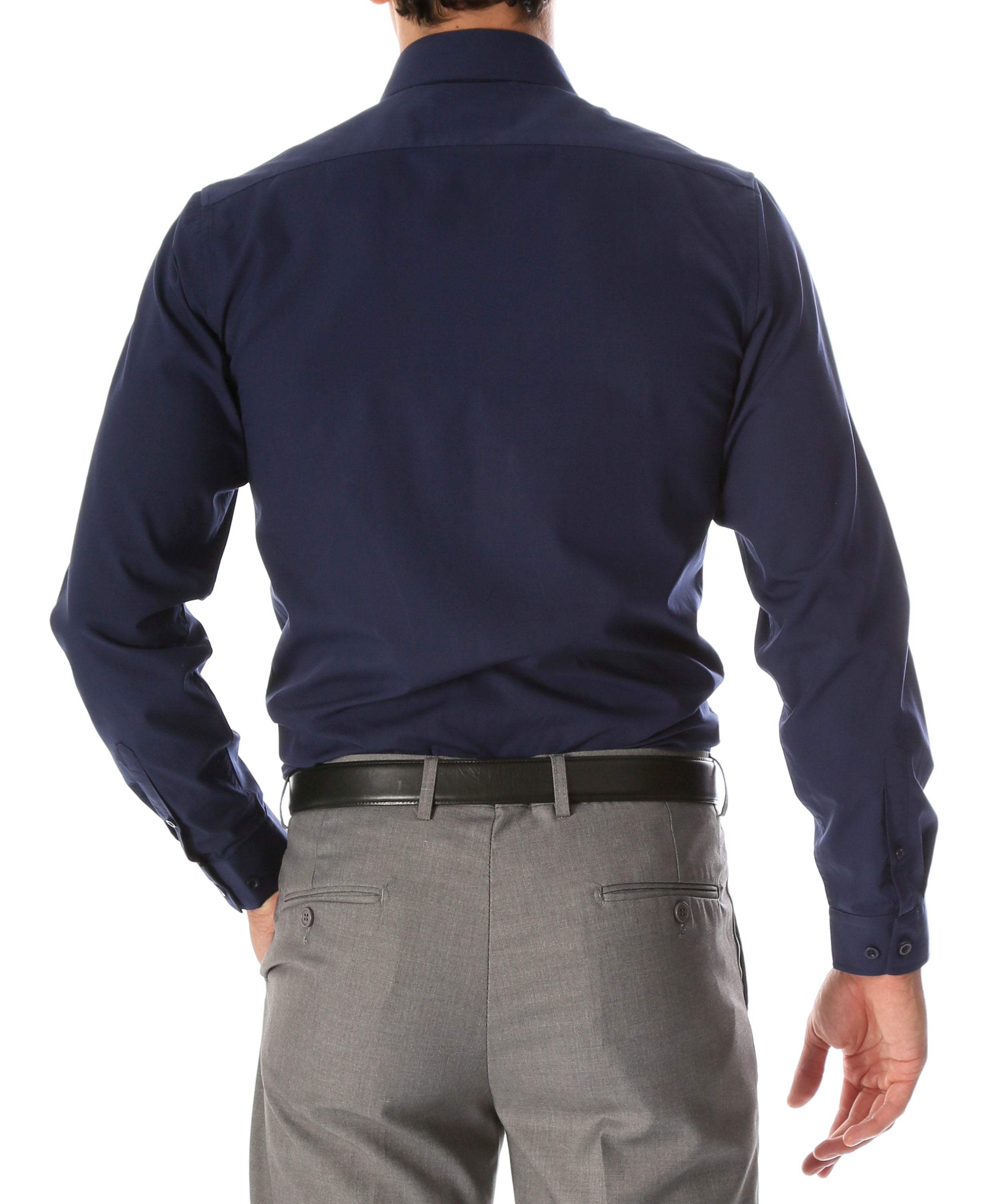 Leo Mens Navy Slim Fit Cotton Dress Shirt-2
