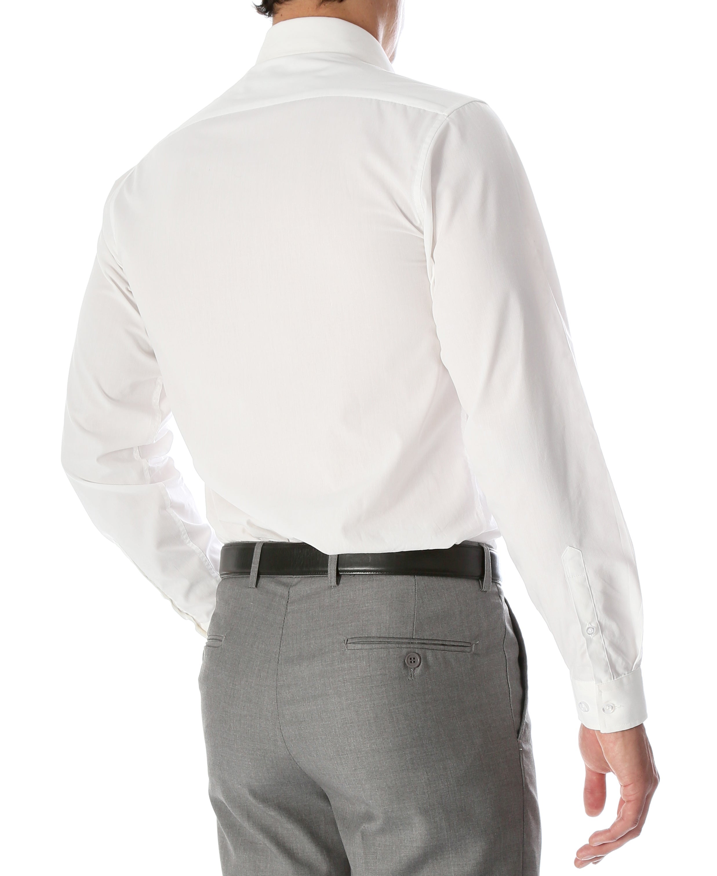 Leo Mens Slim Fit Snow White Dress Shirt-1
