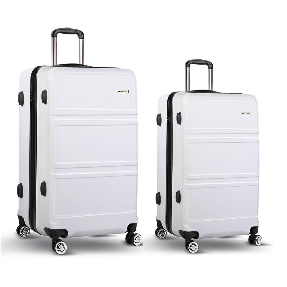 NNEDSZ 2 Piece Lightweight Hard Suit Case Luggage White-2