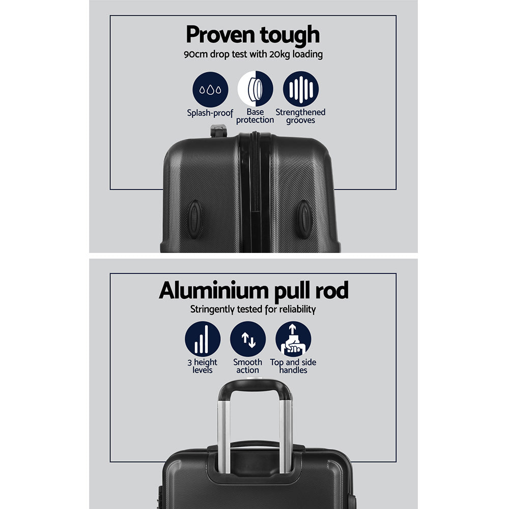 NNEDSZ 3 Piece Lightweight Hard Suit Case Luggage Black-3