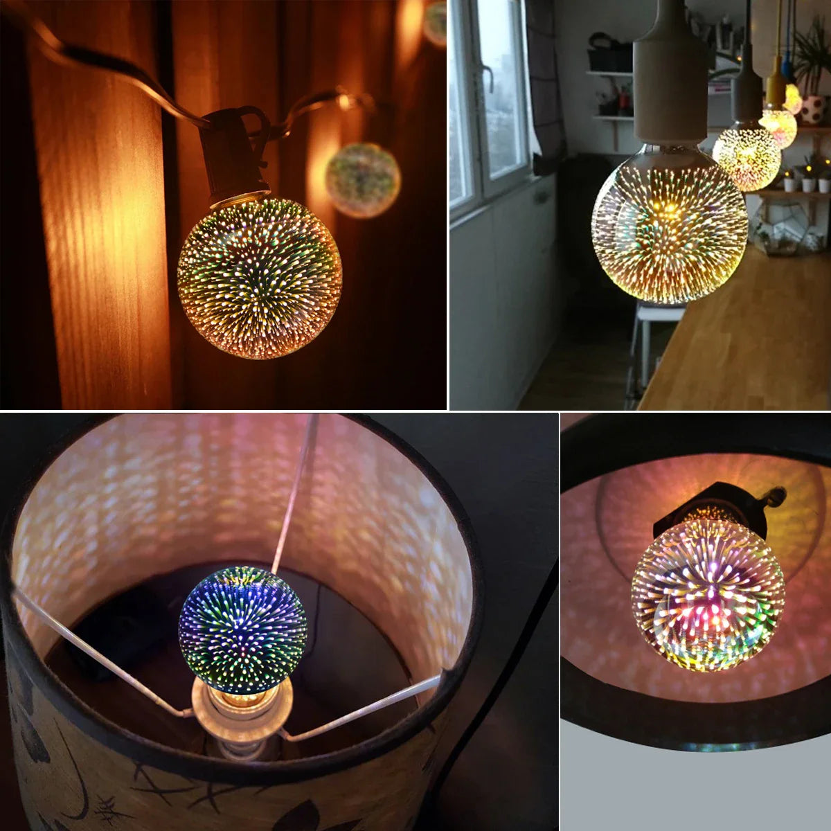 3D Fireworks LED Bulb E27 Vintage Retro Colorful Decorative Light ST64