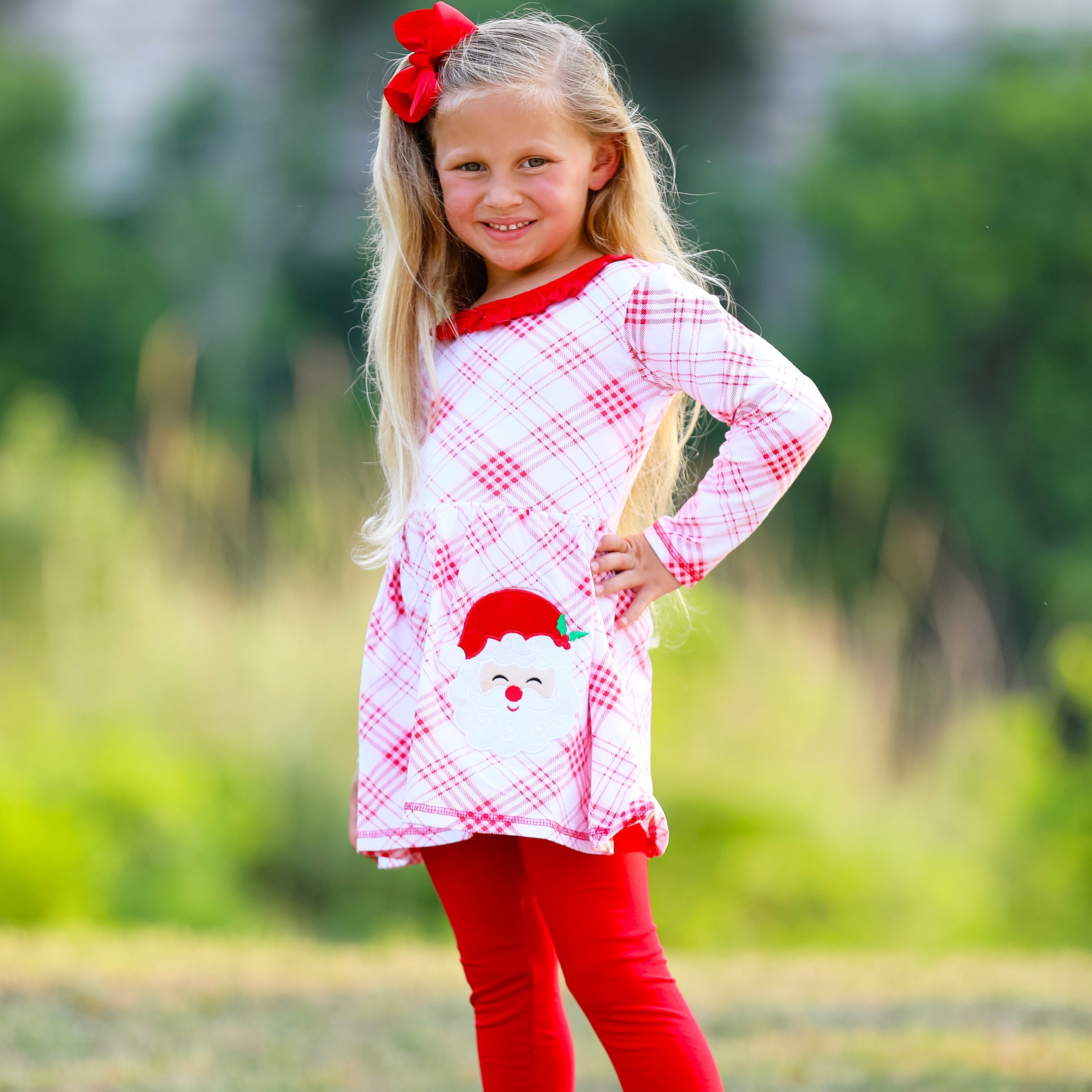AnnLoren Girls Boutique Santa Holiday Christmas Holiday Clothing Set Outfit-4