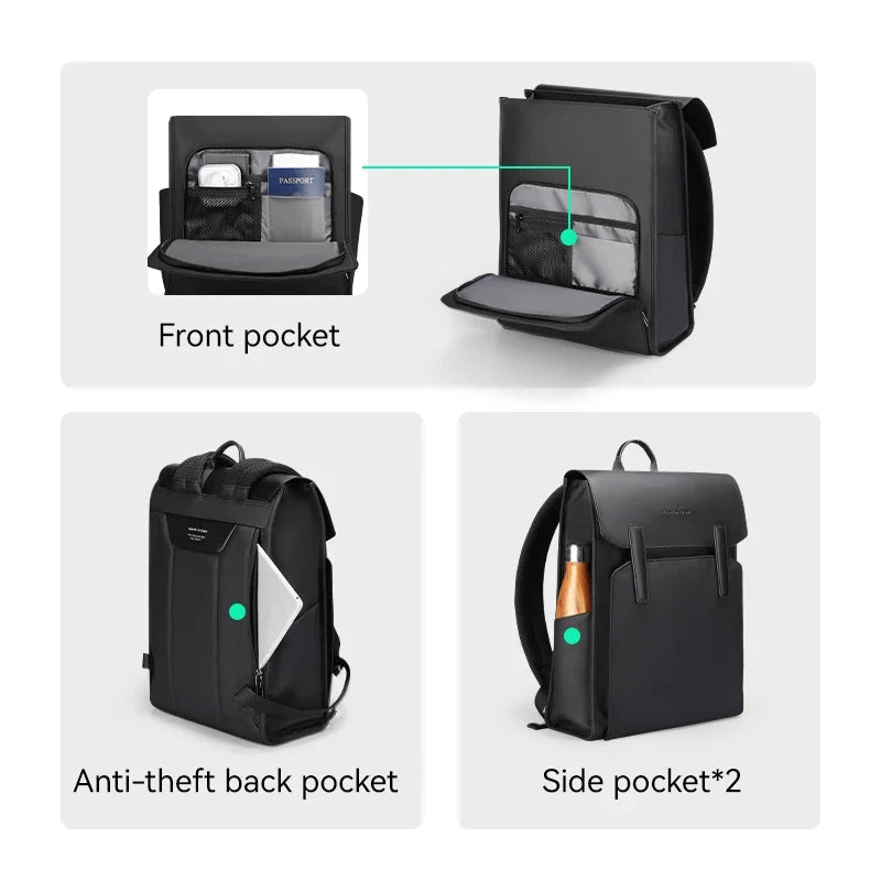 NNEOBA Classic 15.6 Laptop Business Backpack Black-2
