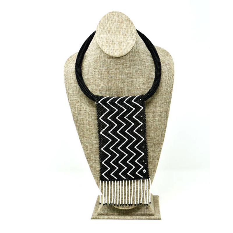 Unisex Short Beaded Neck Tie Necklace 01-0