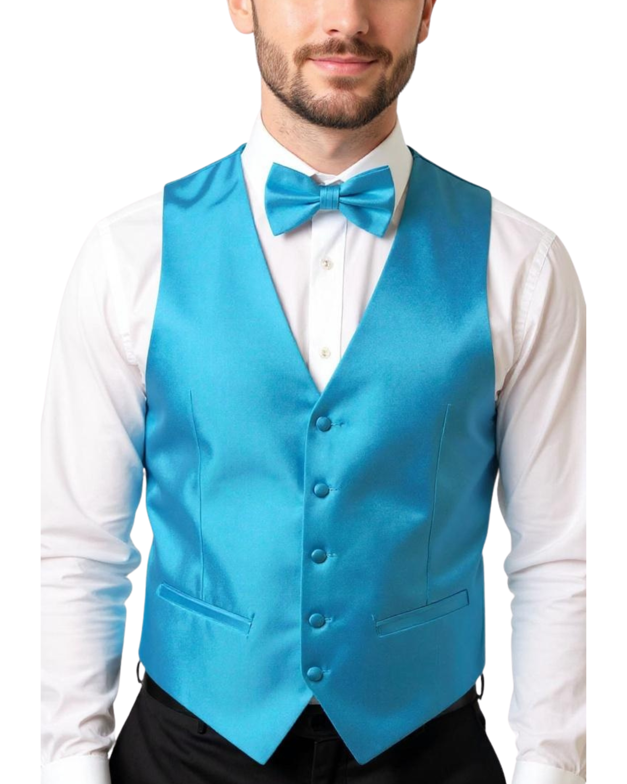 Ferrecci Mens PV450 - Turquoise with White Back Adjustable Textured Vest Set-0