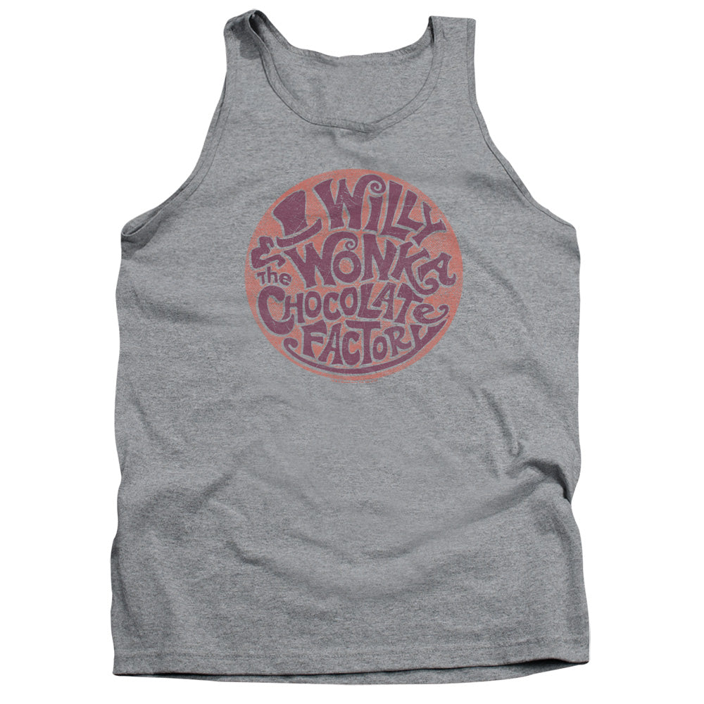 Willy Wonka And The Chocolate Factory Circle Logo Mens Tank Top Shirt Athletic Heather Officially Licensed