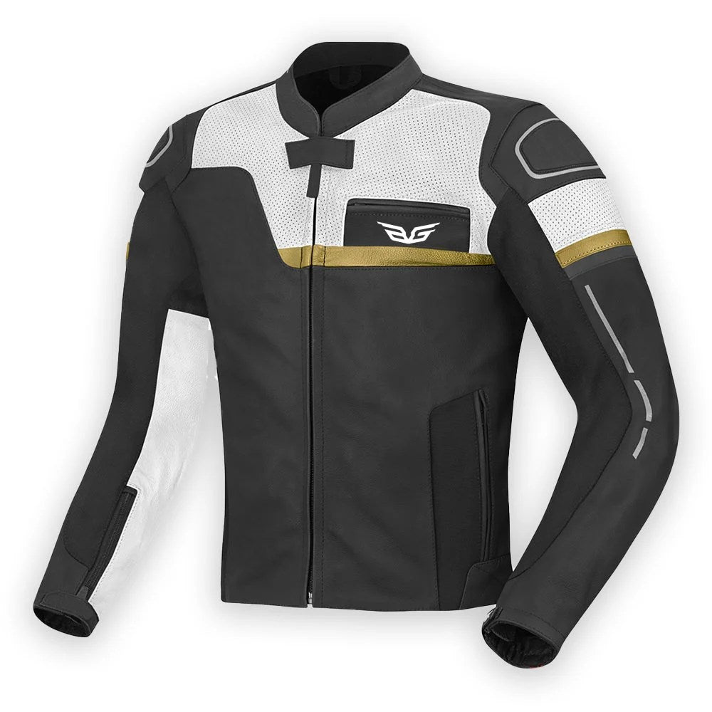 Berik Motorbike Leather Jacket Stylish and Protective Gear for Riders White - 4X-LARGE