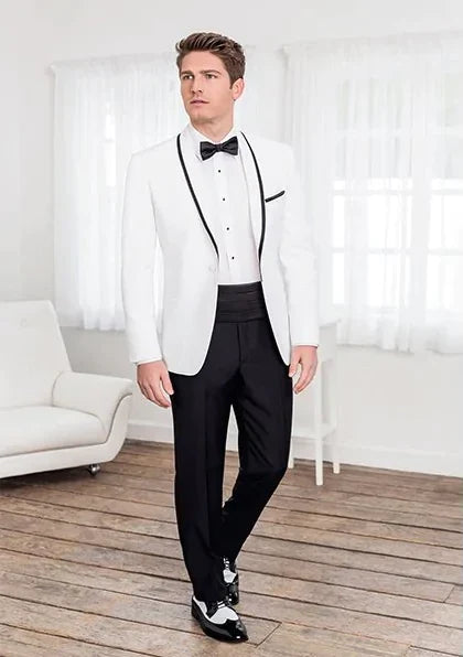 "Xavier" White Tuxedo Jacket-2