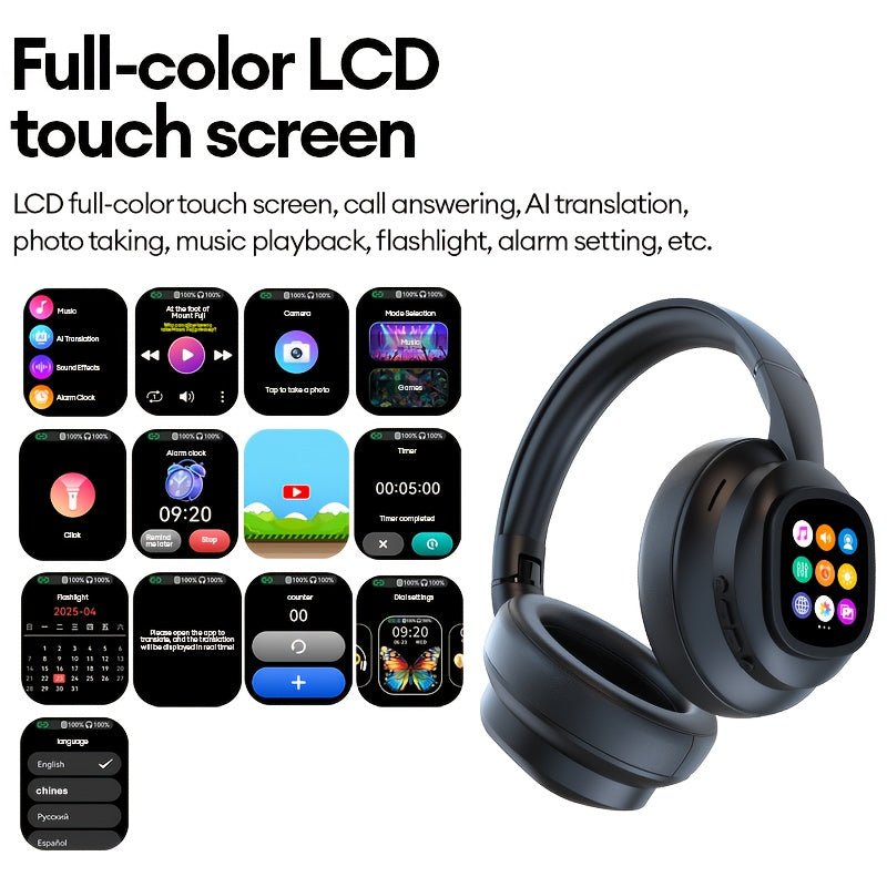 NNETM AI Translation Headphones LCD Touch Wireless Earbuds-1