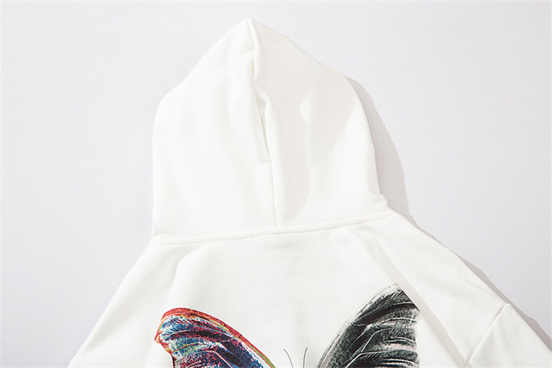 Hip Hop Butterfly Hoodie Sweatshirt Men Harajuku Streetwear Hooded Pullover Cotton Autumn Loose Hoodie Black Clothes-4
