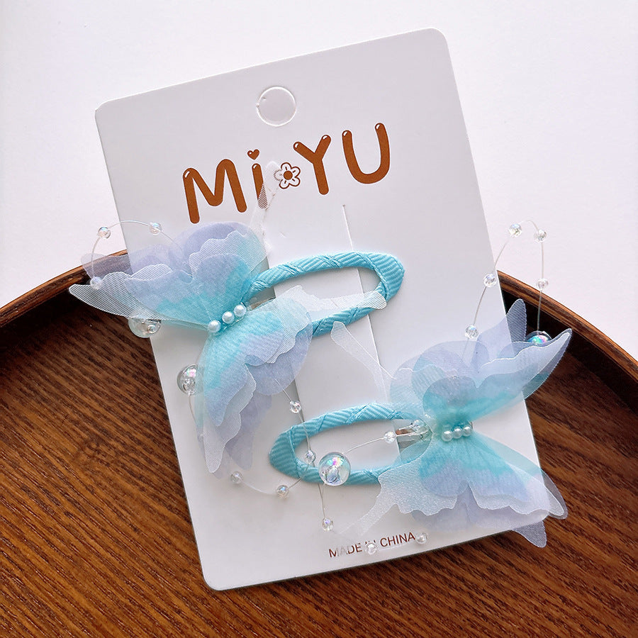 Collection of 2 Versatile Butterfly Pattern Beaded Hair Clips-0