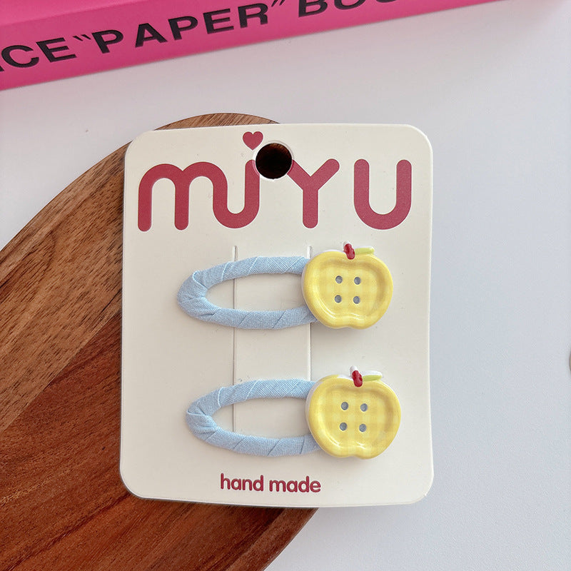 Collection of 2 Versatile Cute Cloth Design Fruits Decorated Hair Clips-4