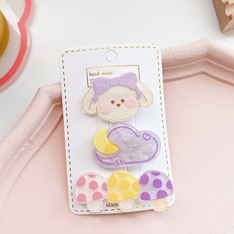 Children’s Cute Acrylic Small Animal Girl Heart Side Hairpin Hair Clips-5