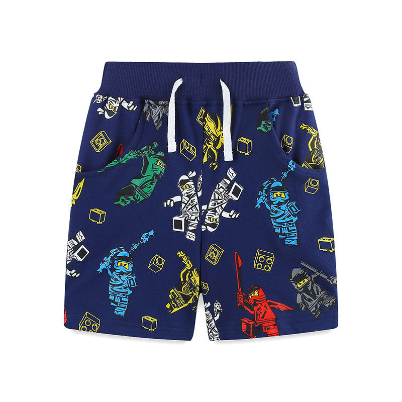 Summer Arrival Baby Kids Boys Cotton Casual Style Cartoon and Geometric Pattern Shorts-0