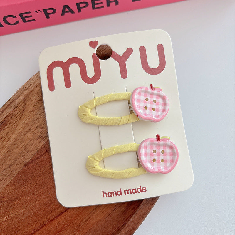 Collection of 2 Versatile Cute Cloth Design Fruits Decorated Hair Clips-2