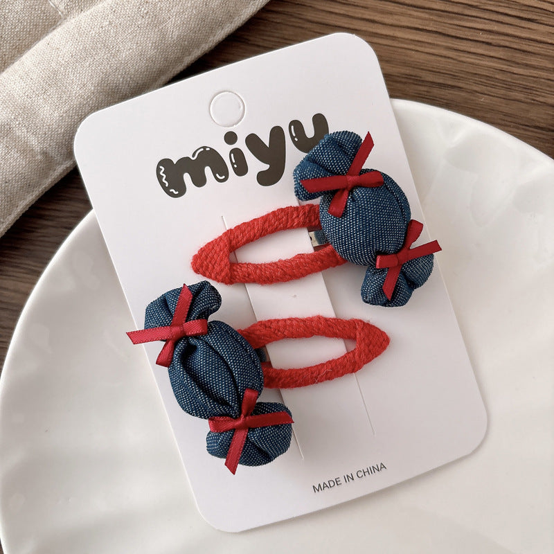 Collection of 2 Versatile Cute Color Patchwork Design Hair Clips-3