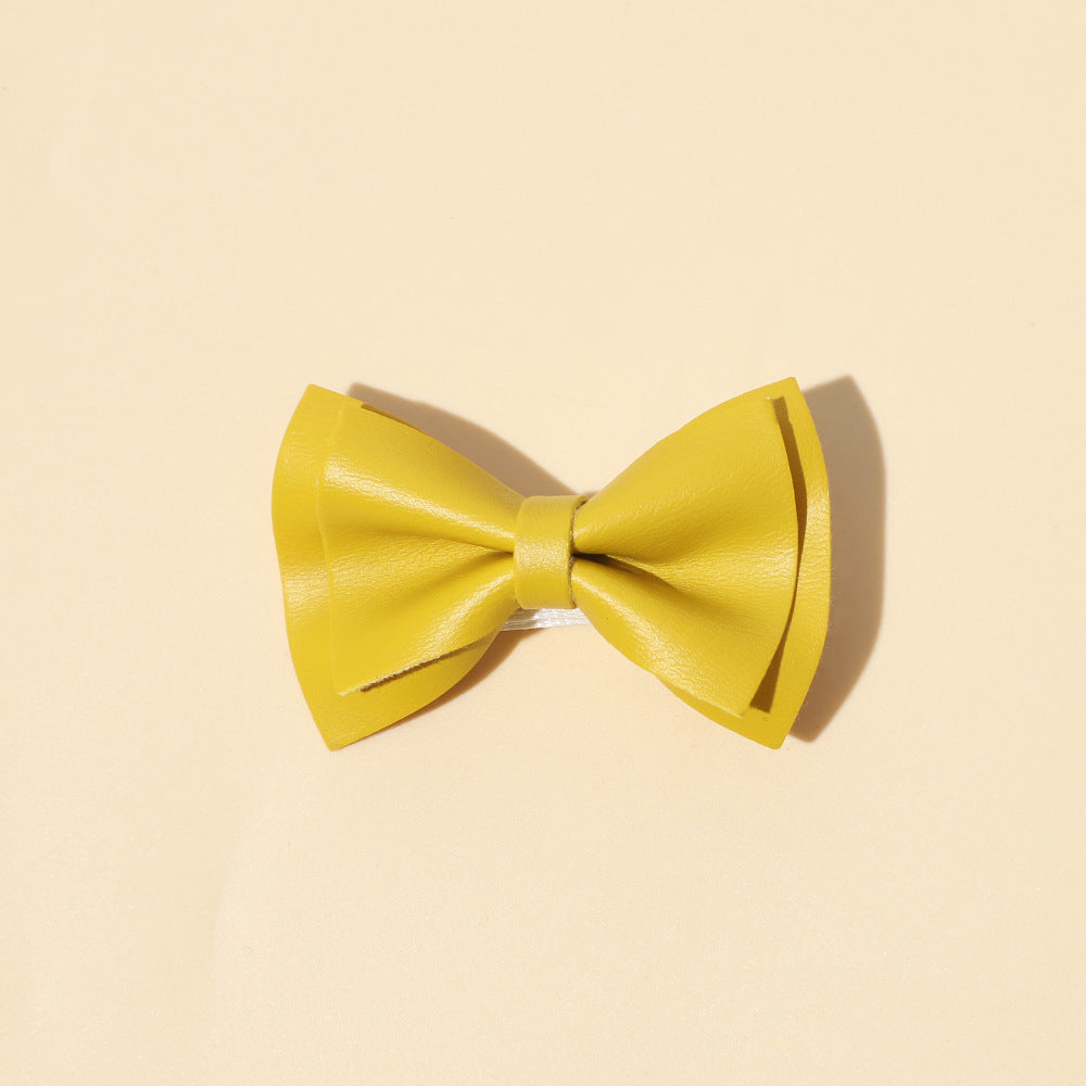 Girls Plain Solid Color Bow Tie Hair Clips Handmade Cloth Accessory-8