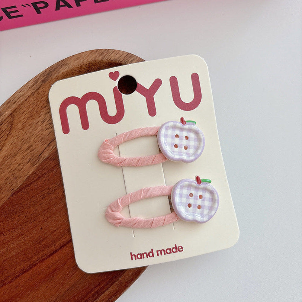 MyKids-USA® Collection of 2 Versatile Cute Cloth Design Fruits Decorated Hair Clips-3